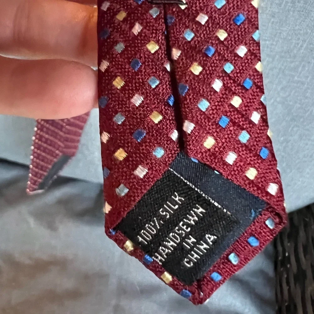 Jos A Banks Red Silk Dress Neck Paisley Tie